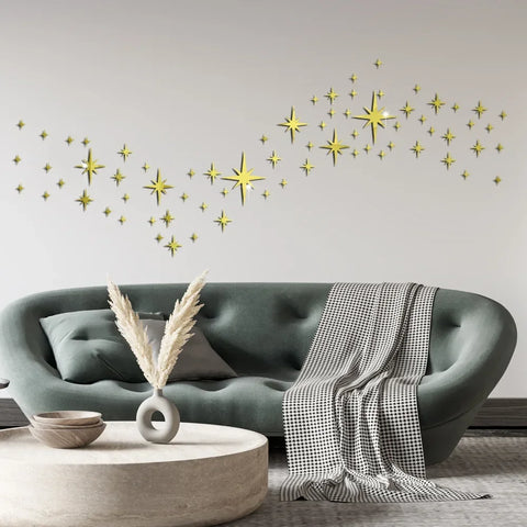 Star mirror acrylic three-dimensional wall pasted bedroom living room room ceiling decoration self-adhesive background wall