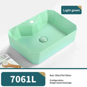 Nordic Tabletop Basin Sink Fashion Single Basin Minimalist and Modern Bathroom Ceramic Basin Household Washbasin 500*370*130mm