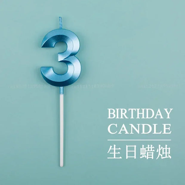 1Pc New 0-9 Number Birthday Candles Extended Big 3D Design Cake Candle Topper Decoration For Birthday Anniversary Celebration