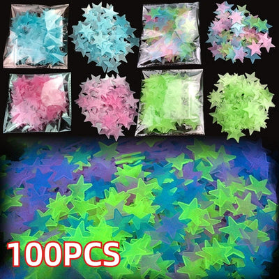 3D Glowing Star Stickers Stars Shining in The Dark Children's Baby Rooms Bedrooms Ceilings Home Decor Fluorescent Stickers