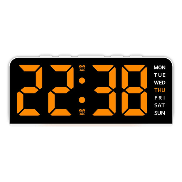 Digital Alarm Clock with Mood Light TEMP Date Week 2 Alarms Snooze Electronic Table Clock 4 Levels Brightness 12/24H LED Clock