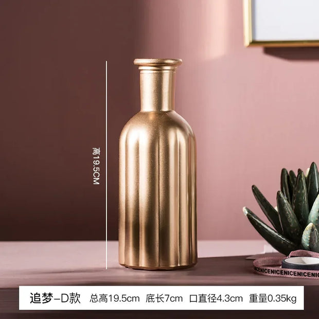 Modern Home Decoration Gold Glass Vase Tabletop Flower Arrangement Container Ornaments Terrarium Flower Vases for Decoration