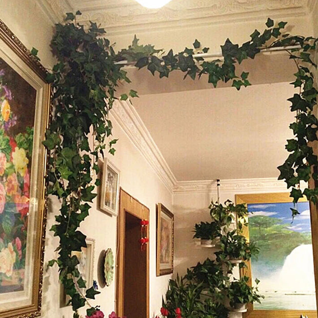 2M Ivy Green Fake Leaves Garland Plant Vine Foliage Home Decor Plastic Rattan String Wall Decoration Artificial Plants