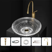 BW22-039 Washbasin Light Luxury Crystal Glass Transparent Wash Basin  Die Cast Art Hotel Bathroom Glass Countertop Basin Sink