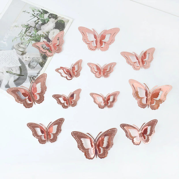 12pcs 3D Butterfly Wall Stickers Self Adhesive Butterfly Wallpaper For Home Living Room Decoration Kids Room Wall DIY Decal