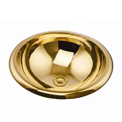 Antique Titanium Golden Copper Plated round Sink with Drainer Classical Luxury for Hotel & Home Bathroom Vanities