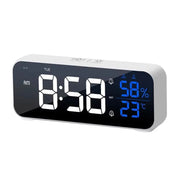 Digital Alarm Clock Table Electronic Clock with Temperature Humidity  Weekday & Dual Alarms Ringtones Rechargeable