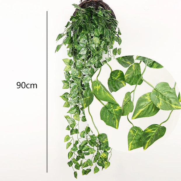 2 Pack Artificial Hanging Plants Fake Potted Greenery Vine Ivy for Home Wedding Wall Shelf Patio Garden Indoor Outdoor Decor