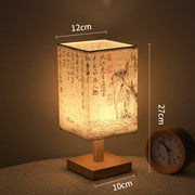 LED Chinese Style Table Lamps Dimmable USB Plug Square Simple Night Light Fabric Lampshade Bedroom Bedside Decor Desk Lights