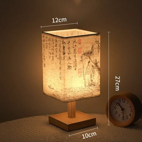 LED Chinese Style Table Lamps Dimmable USB Plug Square Simple Night Light Fabric Lampshade Bedroom Bedside Decor Desk Lights