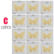 12Pcs Fashion 3D Hollow Butterfly Creative Wall Sticker For DIY Wall Stickers Modern Wall Art Home Decorations