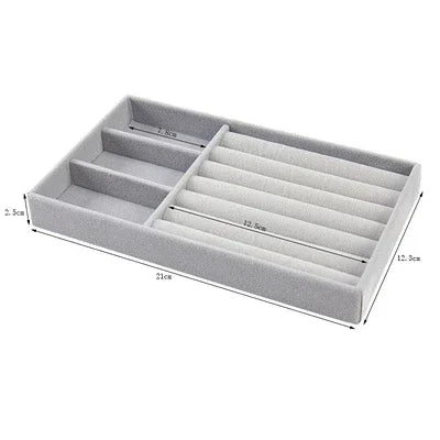 Velvet Jewelry Display Tray Case Bracelet Earring Rings Box Organizer Storage Holder DIY Stackable Jewelry Drawer Display Boxes