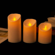 Pack of 3 Remote Control Moving Wick LED Decorative Candles , Battery Dancing Wedding Pillar Candles With Realistic Flame