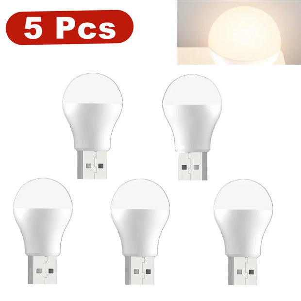 5pcs USB LED Reading Lamp Mini Book Light Camping Night Lights Table Lamps For Power Bank PC Notebook Laptop USB Night Light