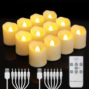 Candle Light Rechargeable Candles Timer Remote LED Tea Light Flameless For Wedding Room Garden Holiday Lighting Home Decoration