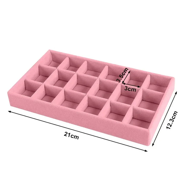 Velvet Jewelry Display Tray Case Stackable Exquisite Jewellery Holder Ring Bracelet Necklace Showcase Drawer Organizer Trays