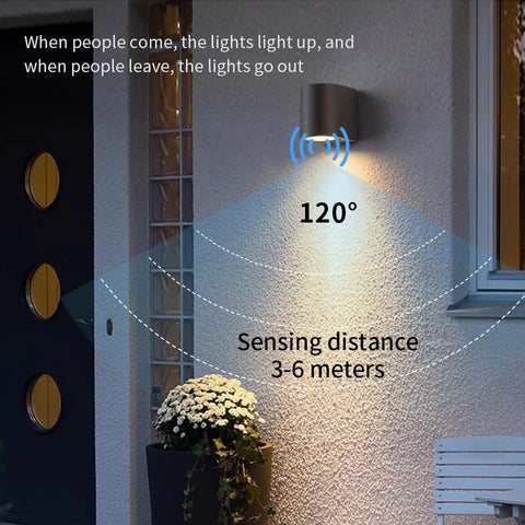 indoor outdoor Led wall lights IP66 Waterproof  up down LED 6W Led Wall Lamp Surface Mounted Garden Porch Sensor LED Light