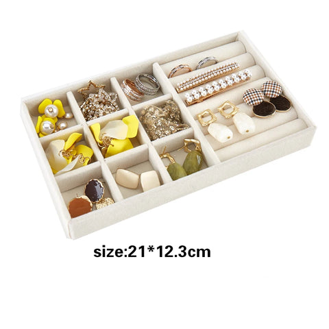 Jewelry Organizer Velvet Jewelry Storage Tray Display Ring Bracelet Necklace Storage Box Showcase Drawer Organizer Trays