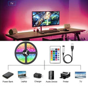 RGB LED Strip Lights 1-30M USB 5050 IR Remote Control Color Changing Flexible Lamp Tape For TV Backlight Home Party Decoration