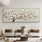 Abstract Blooming White Flowers Tree Painting Print on Canvas Still Life Frameless Artworks Wall Art Poster Living Room Bedroom