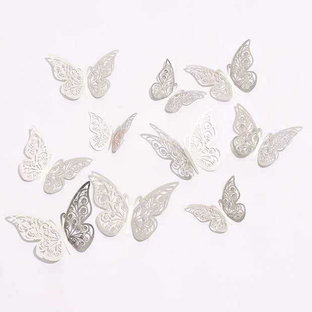 12 Pcs/Set 3D Wall Stickers Hollow Butterfly for Kids Rooms Home Wall Decor DIY Mariposas Fridge stickers Room Decoration