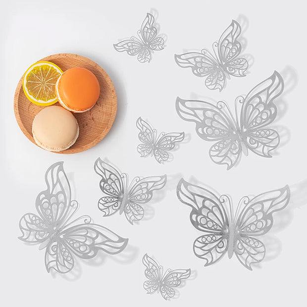 12pcs Butterfly Sticker 3D Hollow Butterflies Fridge Wall Stickers Gold Silver for Wedding Birthday Wall Decal Kids Rooms