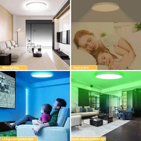 220V LED Ceiling Light Dimmable With Remote Control 24W 2700LM RGB 3000K-6500K Round Lamp Ceiling For Living Room Bedroom