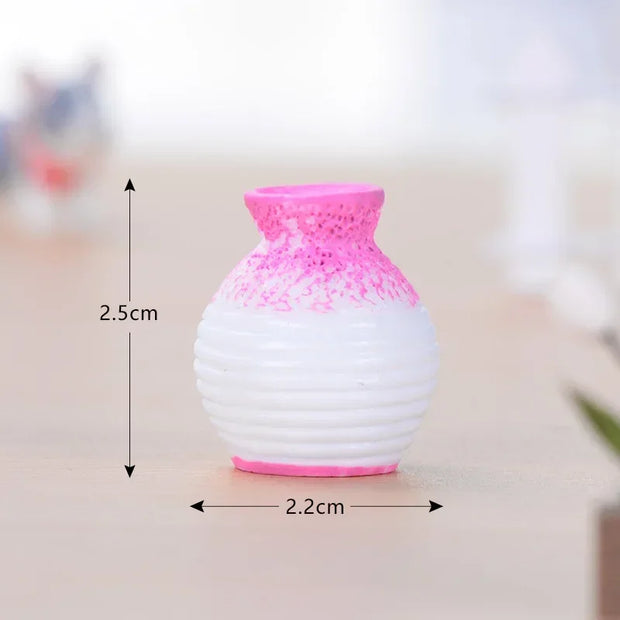 Resin Miniature Small Mouth Vase Diy Craft Accessory Home Garden Decoration Accessories Home Decoration Fine-cut Vase Ornament