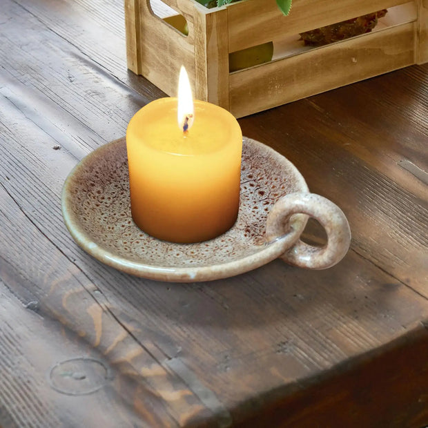 Ceramic Candle Plate Round Candlelight Stand Candle Holder Candlestick for Anniversary Living Room Fireplace Home Decoration