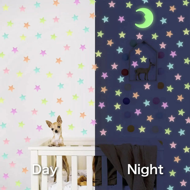 3D Glowing Star Stickers Stars Shining in The Dark Children's Baby Rooms Bedrooms Ceilings Home Decor Fluorescent Stickers