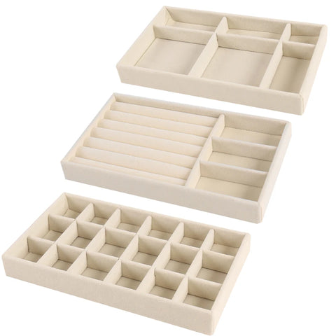 Jewelry Organizer Velvet Jewelry Storage Tray Display Ring Bracelet Necklace Storage Box Showcase Drawer Organizer Trays