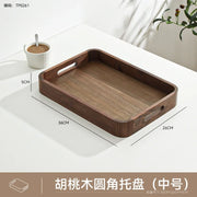 Portable Solid Wood Tray Walnut Wooden Tea Tray Luxury Dessert Coffee Tray Home Decoration Storage Tray