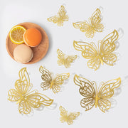 12pcs Butterfly Sticker 3D Hollow Butterflies Fridge Wall Stickers Gold Silver for Wedding Birthday Wall Decal Kids Rooms