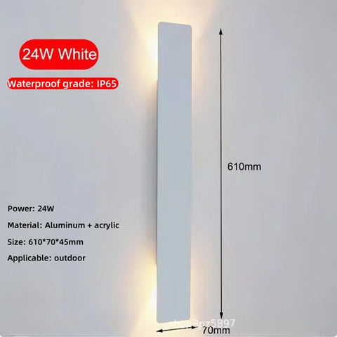 Outdoor Waterproof Wall Lamps Strip Aluminum Wall Lights 18W LED Black Wall Lamp Bedroom Exterior Outdoor Lighting Fixtures