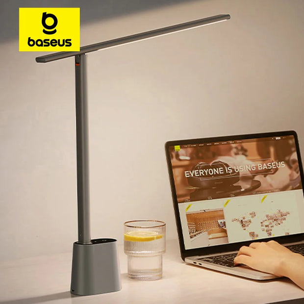 Baseus LED Desk Lamp Eye Protection Study Dimmable Office Light Foldable Table Lamp Smart Adaptive Brightness Bedside Read Lamp