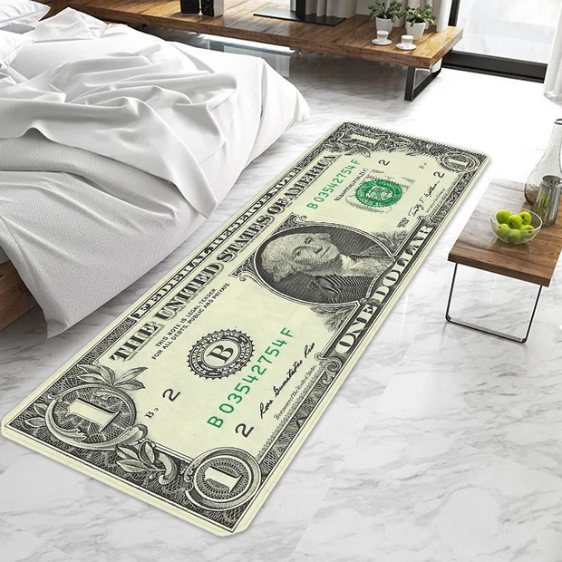 100 Dollar Bill Runner Area Rug  Door Mat Entrance Non-slip Washable Kitchen Carpet Living Room Hallway Rugs Bathroom Bath