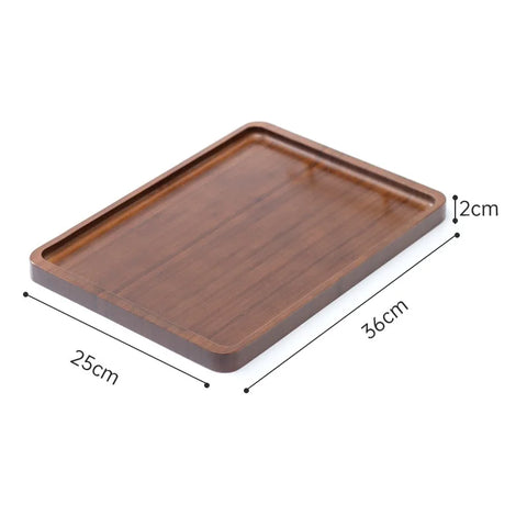 HeMu-Right Angled Bamboo Tray Handle, New Chinese Tea Set Bamboo Hotel Small Tea Tray Wooden Family Breakfast Tray Metal Handle