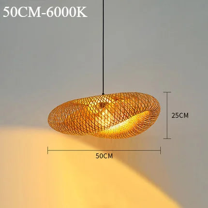 Bamboo Weaving Chandelier Lamp 40/50/60cm Hanging LED Ceiling Light Pendant Lamp Fixtures Rattan Woven Home Bedroom Decors