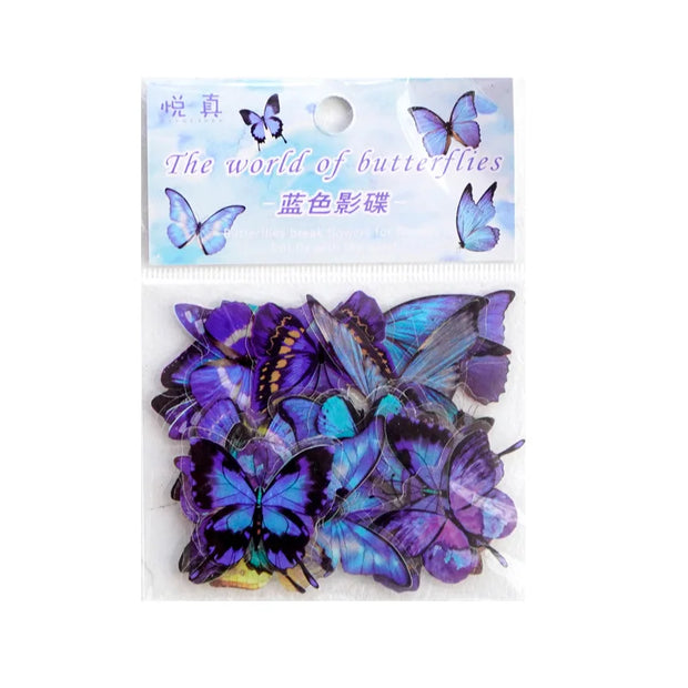 40Pcs/Pack Butterfly Series Stickers Art Collage Junk Journal DIY Scrapbooking PET Waterproof Craft Aesthetics Stickers Decor