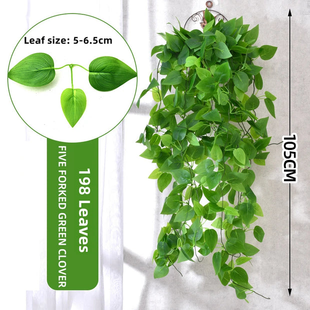 Artificial Hanging Plant Fake Ivy Leaves Vine 105cm/41in Clover Plant Greenery for Window Porch Garden Pot Indoor Outdoor Decor