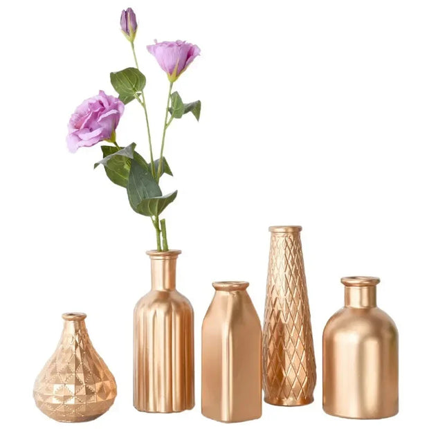 Modern Home Decoration Gold Glass Vase Tabletop Flower Arrangement Container Ornaments Terrarium Flower Vases for Decoration