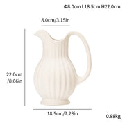 Ins Style Ceramic WhiteVase Decoration Wave Patterned Kettle Vase Nordic Modern Home Decoration Vintage Tabletop Vase Decor