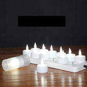 6/12Pcs LED Rechargeable Flameless Tea Light Candle USB Charge Candle with Plastic Cup for Valentine Day Weddings Decor