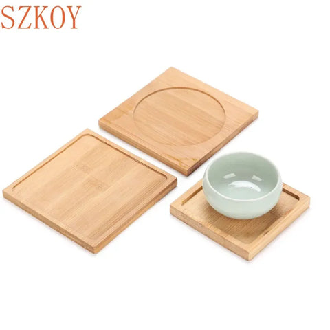 1PC 8 Design Flower Pot Holder Fleshy Bonsai Pad Bamboo Tray Wooden Flowerpot Tray Home Office Decor Planter Pots Mat Stand