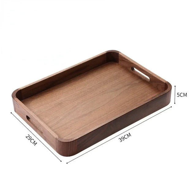 Portable Solid Wood Tray Walnut Wooden Tea Tray Luxury Dessert Coffee Tray Home Decoration Storage Tray