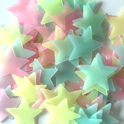 100pcs Fluorescent Glow in the Dark Stars Wall Stickers for Kids Rooms Decoration Livingroom Baby Bedroom Ceiling Home Decor