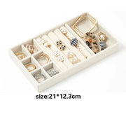 Jewelry Organizer Velvet Jewelry Storage Tray Display Ring Bracelet Necklace Storage Box Showcase Drawer Organizer Trays