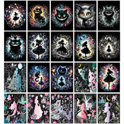 Disney Alice in Wonderland Diamond Painting Cheshire Cat Cartoon Cross Stitch Mosaic Kit Full Round/Square Drills DIY Art Decor