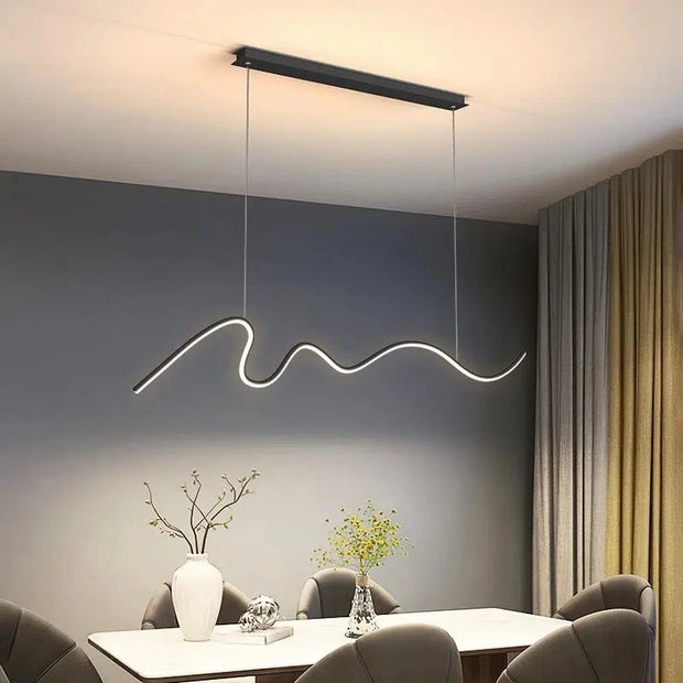 Modern Minimalist Led Pendant Lights Dimmable Black for Table Dining Room Kitchen Office Hanging Lamp Fixture Home Decor Design