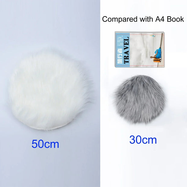 Ultra Soft Plush Round Rug Mat Fluffy White Carpet for Living Room Home Decor and Bedroomr Bedroom and Kids Room 30cm 50cm